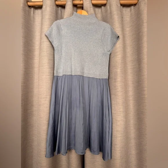 Anthropologie Women’s Light Blue Ribbed Sweater Silk Dress - Picture 1 of 4